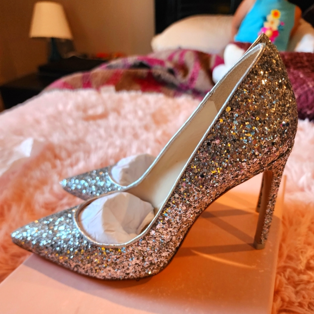 Sophia Webster silver glitter heels 36.5